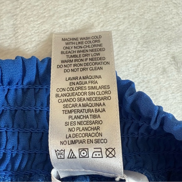 Bebe Girls Blue and White Floral Kids Romper - Picture 4 of 4